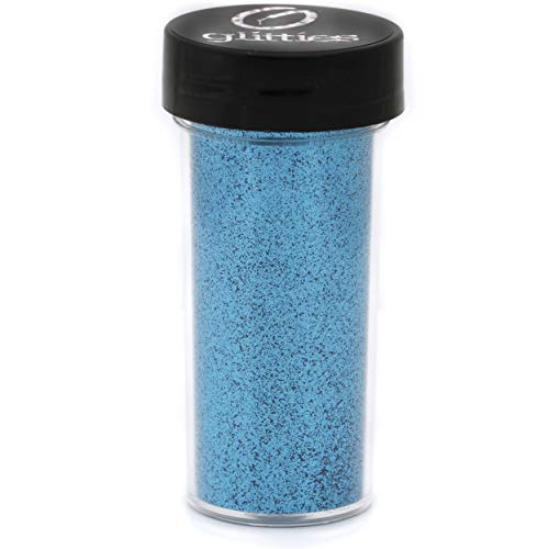 GLITTIES - Ocean Blue - Loose Fine Glitter Powder (.008") - Great for Nail Art, Nail Polish, Gel, Gel Polish or Acrylic Nail Powder - Solvent Resistant - (30 Gram Jar)