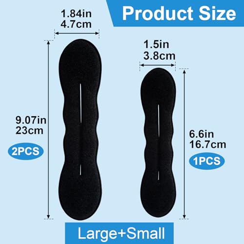 3-Piece Hair Bun Maker Set, 2 Sizes Sponge Updo Shaper