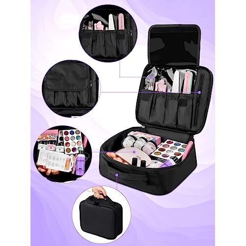 Professional Acrylic Nail Kit for Beginners - 42 Colors Glitter Powder, Liquid, UV Light, Drill, Practice Finger Nail Bag Organizer Case