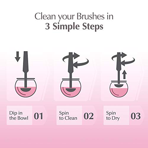Luxe Electric Makeup Brush Cleaner, Pink, USB Charging Station, 3 Adjustable Speeds, Cleaner to Instantly Wash and Dry Your Makeup Brushes (Pack of 2)
