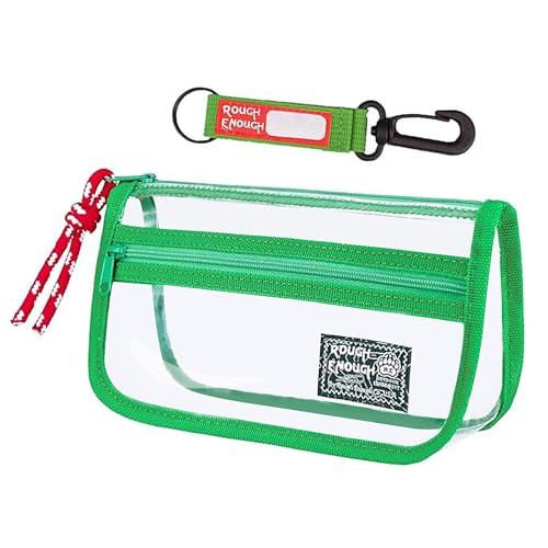 Rough Enough Clear TSA Approved Toiletry Bag Small Travel Makeup Case Organizer Pouch with Zipper for Women Men