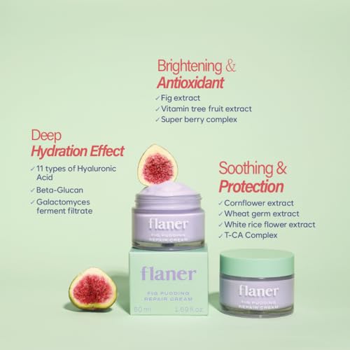 Fig Pudding Barrier Repair Cream ? 11x Hyaluronic Acid Moisturizer Cream, Barrier Care, Ceramide, Hydration and Barrier Strengthening, Vegan, Korean Skincare, Dry & Sensitive Skin, 1.69 fl.oz