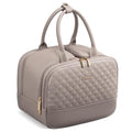 LOVEVOOK Khaki Small Leather Travel Toiletry Bag Waterproof Cosmetic Organizer
