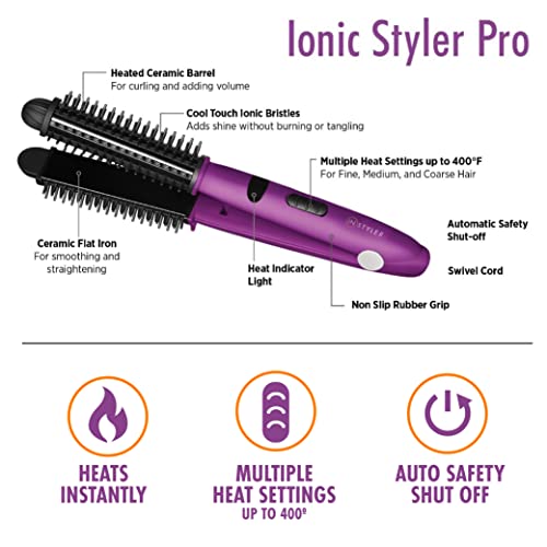 InStyler 4-in-1 Hair Straightener & Hot Brush - Ionic Ceramic Flat Iron