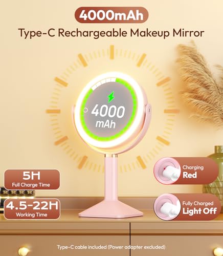 Lighted Makeup Mirror 30X Magnification, Adjustable with 4000mAh Battery