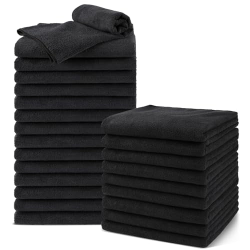 UNIMADE Salon Towels 24 Pack, 16x29 Microfiber Black
