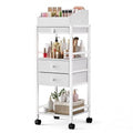 Luxspire Makeup Organizer Cart, Floor Skincare Organizers, Makeup Storage with Drawers, Vanity Organizer Cosmetics Display Cases Holder for Skin Care Perfume Nail Polish Makeup Brush Hair Tool, White