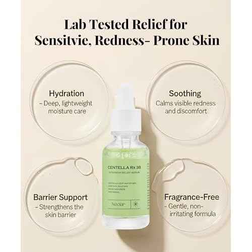 Centella Asiatica Serum Korean - Redness Corrector for Face - 38% Cica Leaf Water and Madecassoside - Ph Balanced - Barrier Support - Lightweight Calming - Rosacea Skincare Serum - Centella Ampoule