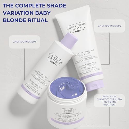 Christophe Robin Shade Variation Baby Blonde Toning Purple Conditioner with Florentina Iris, Neutralizes Brassy, Yellow Tones for Blonde, Bleached, Silver, Highlighted Hair 200ml