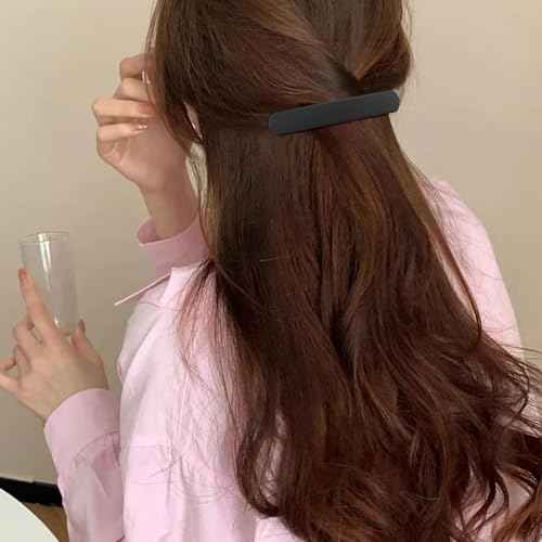 Hair Clip, Black Matte Barrettes for Women 4Pcs, Flat Hair Clips for Thin Fine Hair, Hair Pins for Short Medium Hair, Cute Hair Accessories for Women Girls