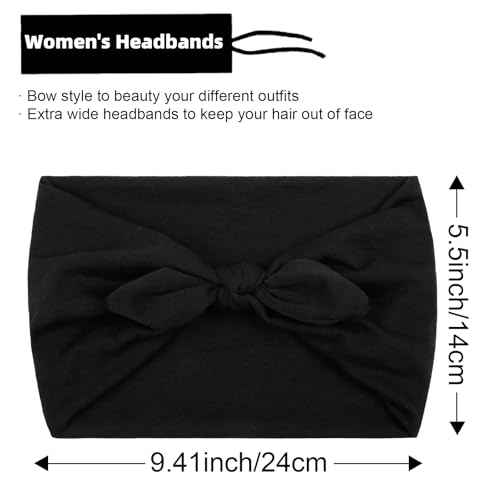 Huachi 4 Packs Bow Headbands for Women Girls, Wide Head Bands for Women's Hair Non Slip Soft Elastic Hair Bands, African Thick Workout Gym Turban Bandanas Head Wraps Hair Accessories (Fashion)