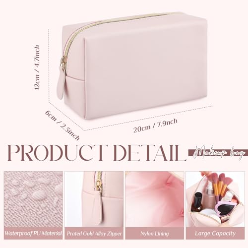 Kigeli 20 Pcs Small Makeup Bag Bulk PU Leather Cosmetic Bags with Zipper Preppy Makeup Pouch Toiletry Bag for Women Wedding Bachelorette Party Gift Travel Storage Organizer(Light Pink)