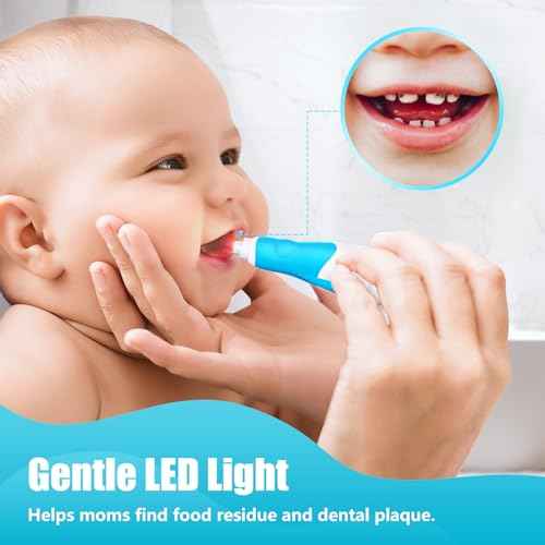Toddler Electric Toothbrush Kids Age 1-2-3 Years Old, Baby Electric Toothbrush with LED Light 2 Minutes Timer 4 Vibrating Heads for Infants Toothbrush 6 to 12 Months and Up (Blue)