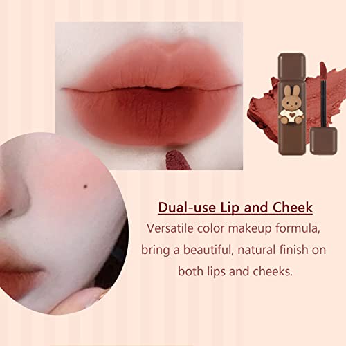 Bunny Lip Gloss Set, 4-Color Matte Velvet Mousse Lipstick