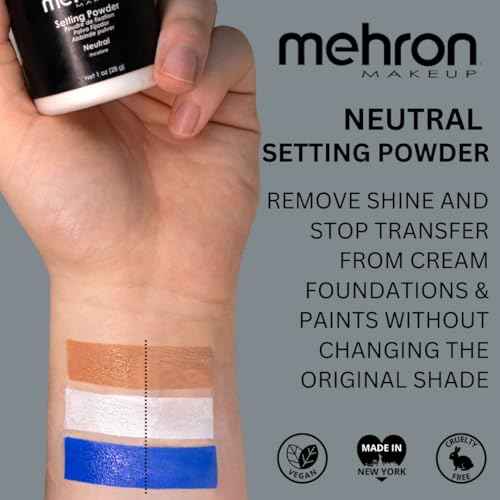 Mehron Makeup Setting Powder | Loose Powder Makeup | Perfect for Halloween 1 oz (28 g) (Neutral)