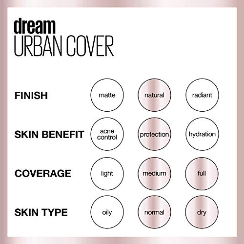 Maybelline Dream Urban Cover Flawless Coverage Foundation Makeup, SPF 50, Java