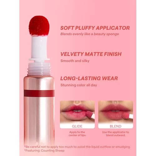 SHEGLAM Pout Pillow Cushion Lip Gloss Moisturizing Liquid Lipstick High Shine Finish Sponge Tip Applicator Non-Sticky Lip Glaze Party -Catching Z's