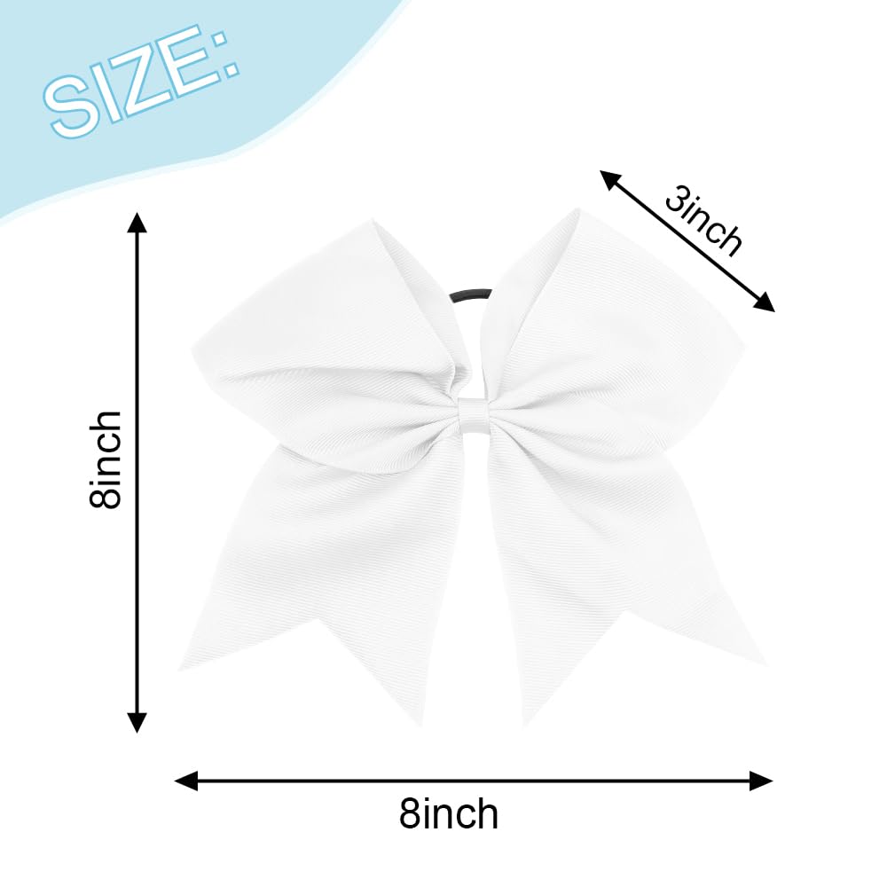 Hair Accessories for Girls and Women: White Big Cheer Bows, Ponytail Holders, Ribbons for Cheerleaders and Softball Players