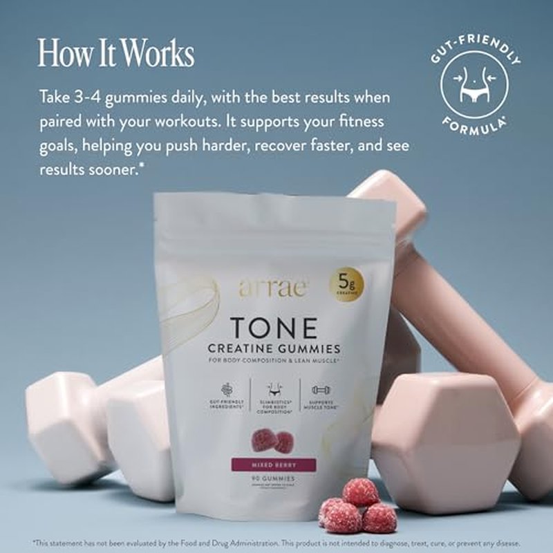 Arrae Tone Gummies - 5g Creatine for Women - Lean Muscle & Recovery