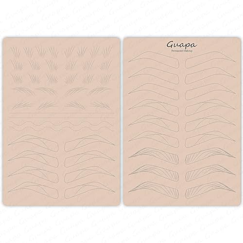 Guapa 3pcs Microblading Hairstroke Practice Skin Pre-printed Silicone Eyebrow Latex for Perfect Nano Eyebrow Tattoo Practice (Pink Sheet)