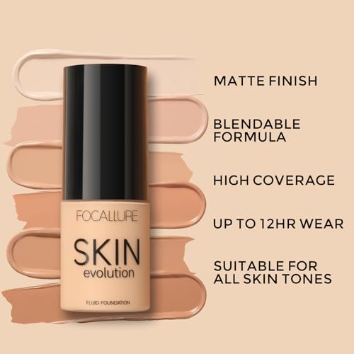 FOCALLURE Liquid Foundation - Full Coverage, Waterproof, SPF 15