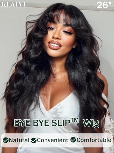 KLAIYI Bye Bye Slip 7x5 HD Lace Front Wig Loose Wave 180% Density 18 Inch