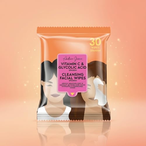 Andrea Grace Cleansing Face Wipes - 4 Pack Makeup Remover with Collagen & Peptides