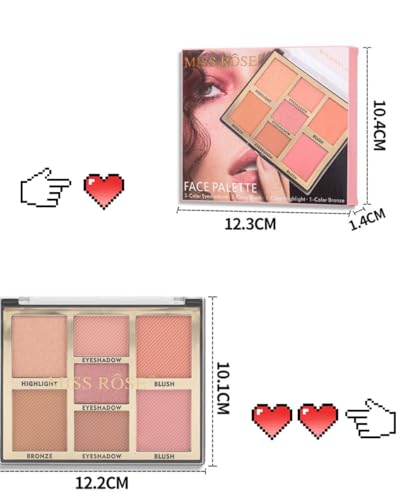 Joyeee 4-in-1 Makeup Palette with Eyeshadow, Blush & Brush