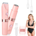 2-in-1 Electric Shaver & Bikini Trimmer with LED Display for Women & Men£¬IPX7 Waterproof Wet/Dry Electric Razor with Dual Head, Rechargeable Painless Body & Facial Hair Remover (Pink)