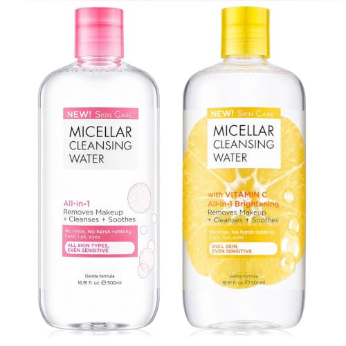 LXTTDABEN Micellar Water 500ml 2 Pack - Gentle Makeup Remover & Facial Cleanser