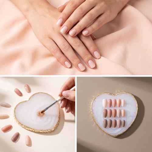 Nail Art Palette Set 2Pcs Heart White Resin Gold Edge