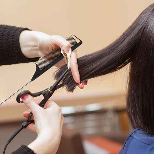 17 Pieces Hair Parting Tools Set Heart, Included 8P Hair Parting Ring 2P Metal Rat Tail Comb 6P Hair Sectioning Clip with 1P Magnetic Wrist Sewing Pin Holder for Braiding (Black)