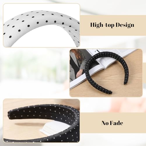 Polka Dot Satin Headband for Women - Non-Slip Padded Hair Accessory