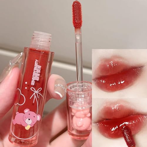 6-Color Bear Jelly Lip Gloss – Plumping, Moisturizing Lip Tint