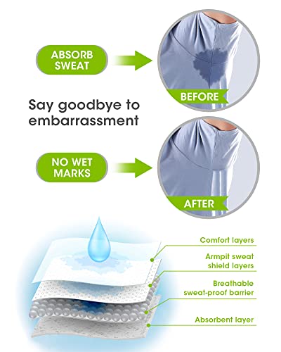 Disposable Armpit Sweat Pads - 100 Count, Extra Adhesive Protection