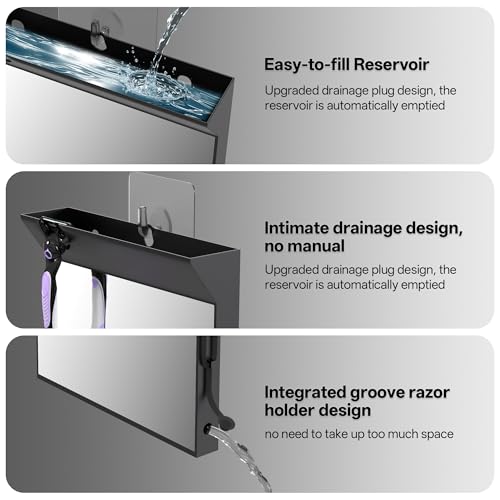 Anti Fog Shower Mirror 10x6.7 Large Black Wall Mount