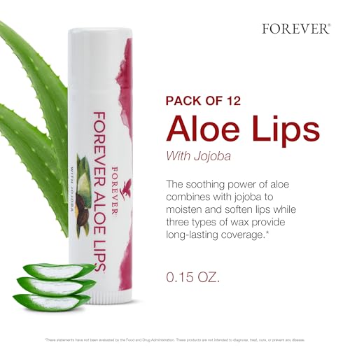 Forever Living - Aloe Lips - Moisturizing Lip Balm with Aloe, Jojoba, and Beeswax, Vegan, Ultimate Lip Care, Pack of 12
