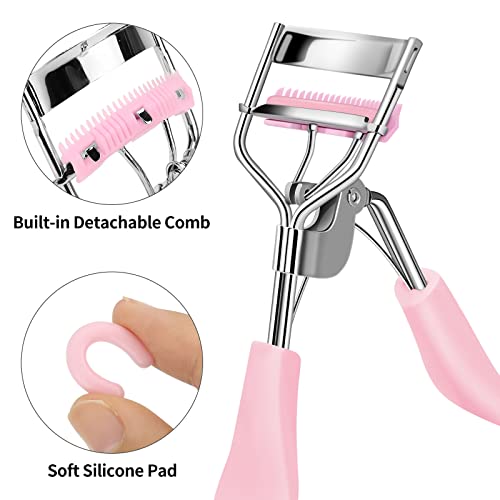 Eyelash Curler with Comb – Fits All Eye Shapes, Pink