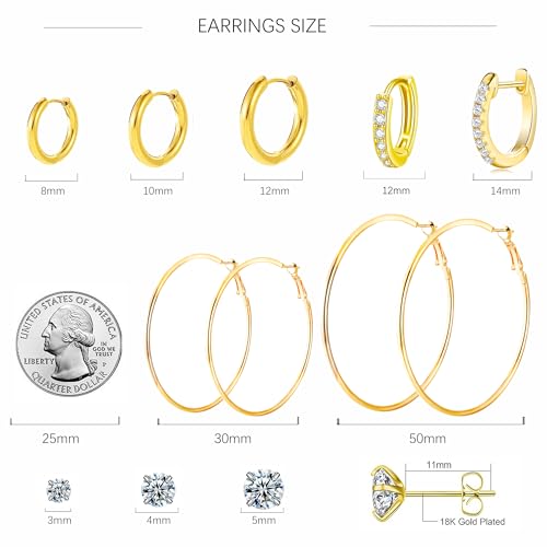 4 Pairs 925 Silver Plated Hoop Earrings For Women, Lightweight Circle Huggie Hypoallergenic Dangle Earrings 30mm/40mm/50mm/60mm Hoop Earrings Set Non Tarnish For Women Daily Life Set (huggie S)