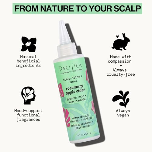 Pacifica Scalp Detox Tonic ? Scalp Exfoliator with Glycolic & Salicylic Acid for Clarifying Build Up & Purifying ? Infused with Rosemary to Support an Itchy, Dry Head ? Vegan & Cruelty-Free ? 5 oz