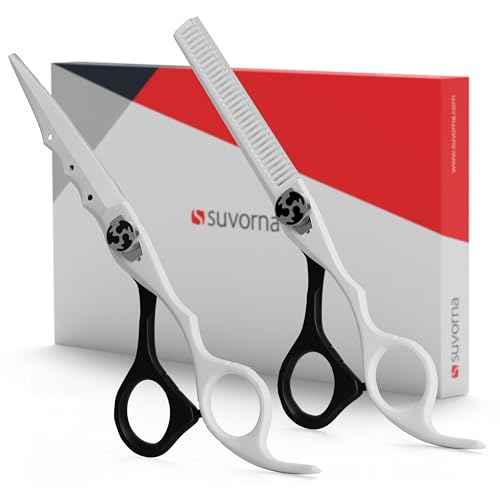 Suvorna Thinning Shears for Hair Cutting with Hair Scissors Professional | 2 pcs hair cutting scissors | 6.5" RightHand Barber Scissors for Cutting and Layering | Hair Shears for Women and Men
