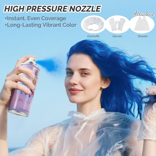 SOVONCARE Blue Temporary Hair Color Spray - 120ML Washable Dye for Kids & Adults