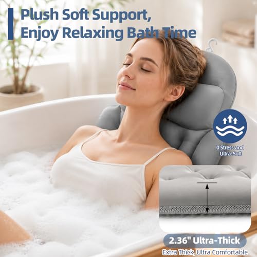 Full Body Bath Pillow 56"x16" - Ergonomic Support with 192 Suction Cups