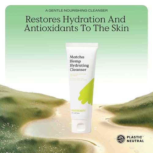 KraveBeauty Matcha Hemp Hydrating Cleanser for Dry or Sensitive Skin, Gentle, Non-Stripping Face Wash with Matcha, Hemp Seed Oil & Glycerin, Fragrance Free, 120ml