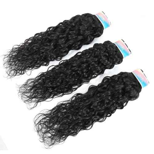 Water Wave Human Hair Bundles 20 20 20 Inch, Curly Bundles Human Hair Wet and Wavy, Soft Brazilian Weave Extensions for Black Women, 285g-300g