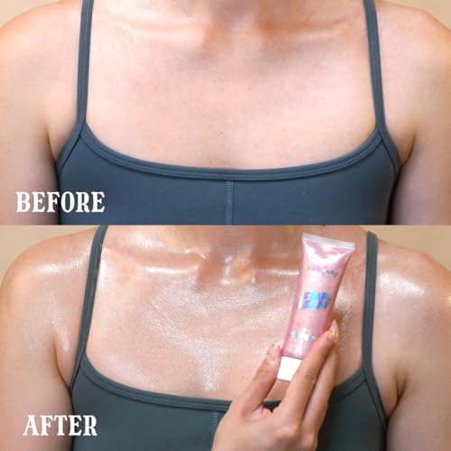 STARBEAM Illuminating Body Gel for Face & Body - Pink Glitter Gel with Argan Oil - Festival Body Glitter & Hydrating Shine - Perfect for Rave Outfits for Women, and Festival Looks (Cosmic Shine)