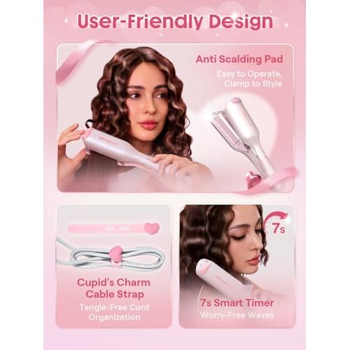 SHEGLAM Pink Beach Wave Hair Waver 0.75 inch