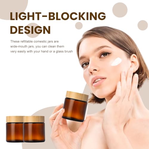 2 Pack 3.4oz Amber Glass Cosmetic Jars with Lids