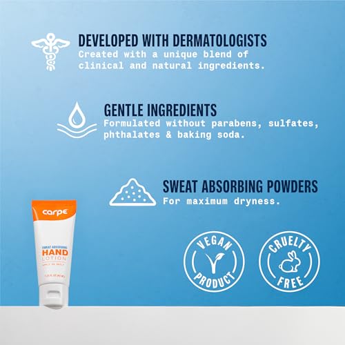 Carpe Sweat Absorbing Hand Lotion - Antiperspirant Cream, Eucalyptus