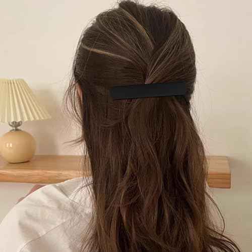 Hair Clip, Black Matte Barrettes for Women 4Pcs, Flat Hair Clips for Thin Fine Hair, Hair Pins for Short Medium Hair, Cute Hair Accessories for Women Girls